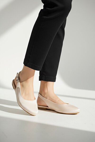 RAVZADERİ حذاء باليرينا نسائي من الساتان - حذاء مسطح كاجوال أنيق ومريح