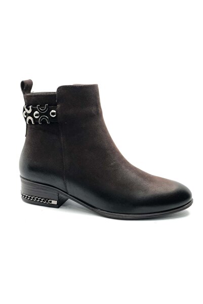 Venüs Γυναικείες μπότες με κοντό τακούνι από γνήσιο δέρμα 2152712K - Καφέ - 36