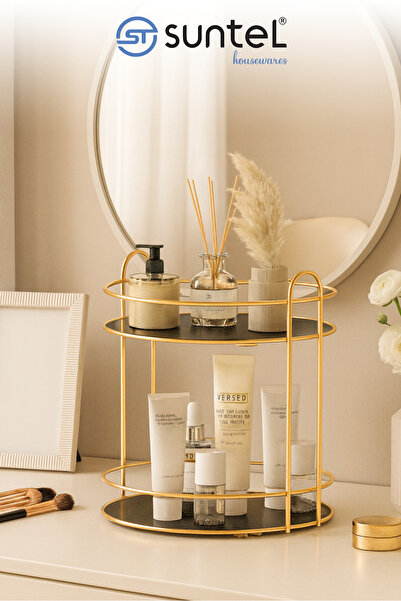 Suntel منظم مجوهرات مستحضرات التجميل للحمام، منظم متعدد الأغراض مكون من طبقتي...