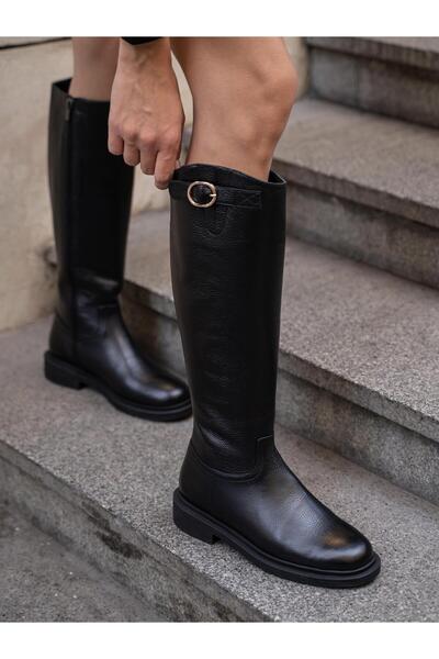 ECENİN BUTİĞİ York Siyah Hakiki Deri Çizme