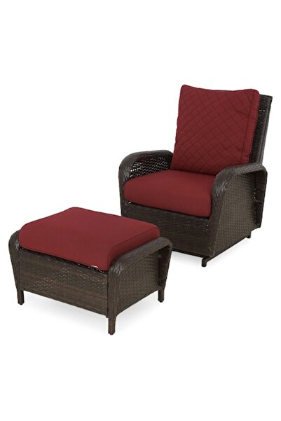 Maison Mex Set fotoliu cu recliner si taburet gradina/terasa, SUNTIME, negru/...