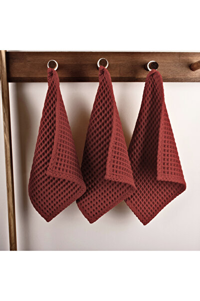 Püskül Tekstil Lüks Mutfak Havlusu 3 Adet - Yüksek Kalite, 100% Pamuk, 30x30 cm, Waffle Dokuma Washcloth Havlu