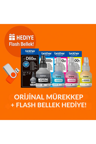 Brother Bt-d60bk - Bt5000 Dcp-t420w Orjinal 4 Renk Mürekkep Kartuş Seti Btd60...