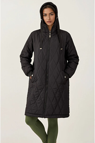 Hiccup Bdart Long Hooded Textured Gabardine Coat