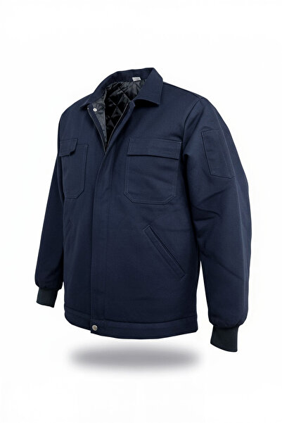 çelebi workwear معطف عمل من القماش الكتاني باللون الأزرق الداكن