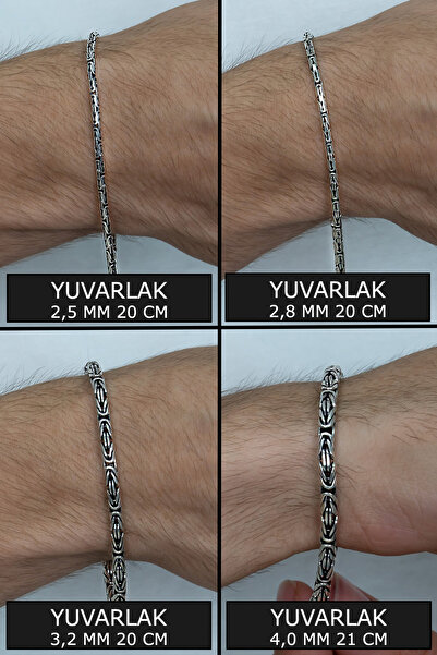 Takı Dükkanı 925 Ayar Gümüş Erkek Kral Zincir Bileklik Yuvarlak Model Erkeğe ...