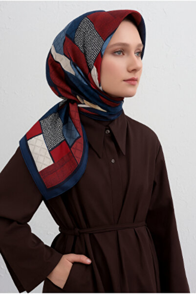 Vissona Tivil Silk Scarf 50120 - 0017 - 0031 Red Mixed Pattern