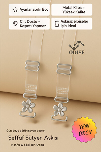 ODISE Şeffaf Papatya Desenli Ayarlanabilir Şeffaf Sütyen Askısı – Görünmez & ...