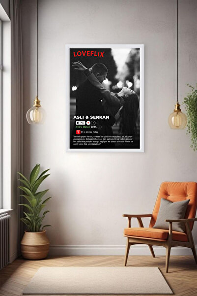 HİNA Kişiye Özel Loveflix Film Afiş Anı Tablosu, Lamine Çerçeveli Fotoğraf Ba...