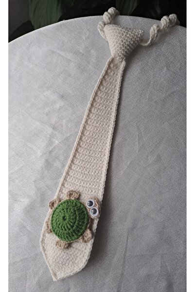 Gonulella Kaplumbağa Figürlü Özel El Örgüsü - Amigurumi Örgü Kravat Unisex