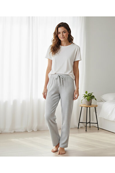 chiara grazia Pantaloni de pijama interlock cu textura moale