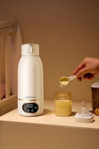 Digithome Go Smart Taşınabilir Mama Su Isıtıcı Ayarlanabilir Dereceli (35-100 C°) Süt Beyazı 500ml