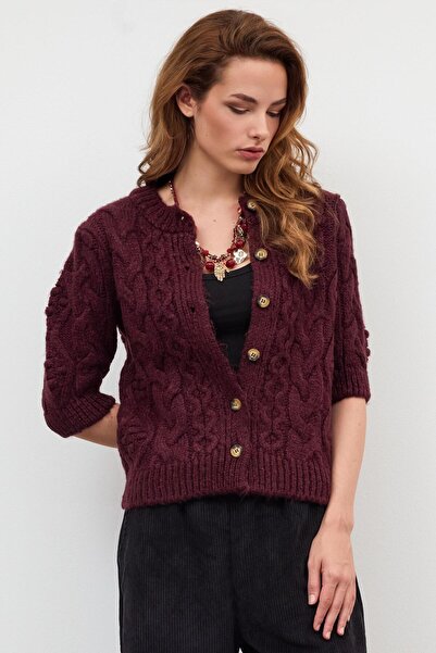 SHERIN Ζακέτα με κουμπιά μπορντό