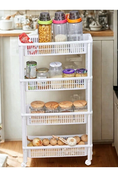 Roza's Home 4 Katlı Tekerli Tezgah Arası Raf Düzenleyici Organizer Org-77