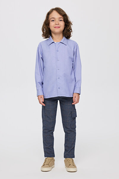 Panço Erkek Çocuk Mavi Oxford Gömlek