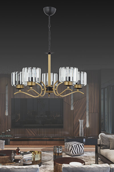 ESSLİGHT AYLA 5’Lİ SARKIT AVİZE KRİSTAL TAŞLI MODERN DEKORATİF AYDINLATMA SAL...