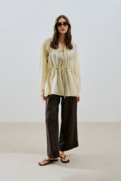 Manuka Bluz with Shirted Tie Soft Yellow