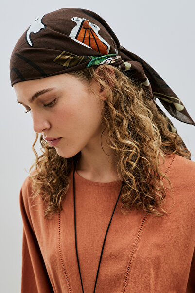 Manuka ВЗОРЧАТЫЙ ХЛОПЧАТОБУМАЖНЫЙ ШАЛ ЛИБЕРТИ КОФЕ