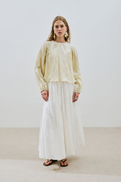 Manuka Linen Crush Effected Bluz Yellow