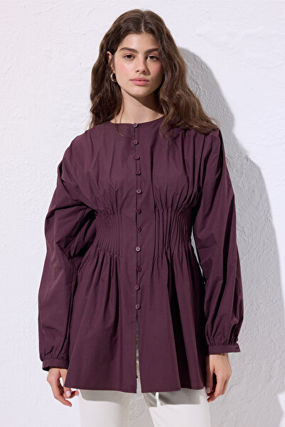 Manuka Belly Pleated Detail Long Sleeve Bluz Murdum
