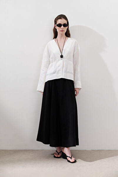 Manuka Linen Wide Piece Skirt Black