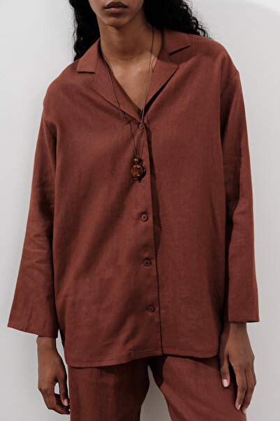 Manuka Linen Wide Sleeve Shirt Copper