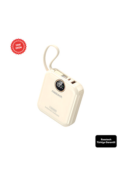 ROSSTECH Rs-400 10.000MAH Ultra Slim 22.5W Pd Dijital Ekranlı Dahili Çift Kablolu Powerbank