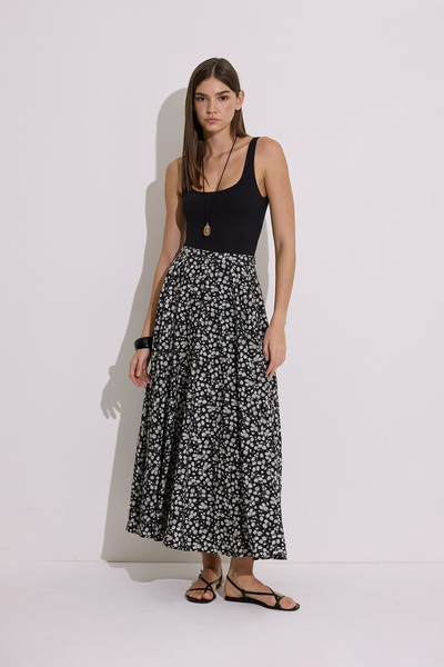 Manuka Patterned Flare Skirt Daisy