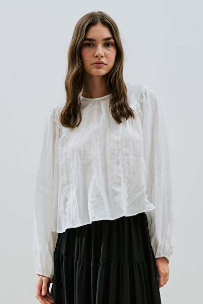 Manuka KETEN CRUSH EFEKTLİ BLUZ EKRU