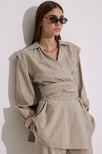 Manuka BAĞLAMA DETAYLI KRUVAZE GÖMLEK BEJ