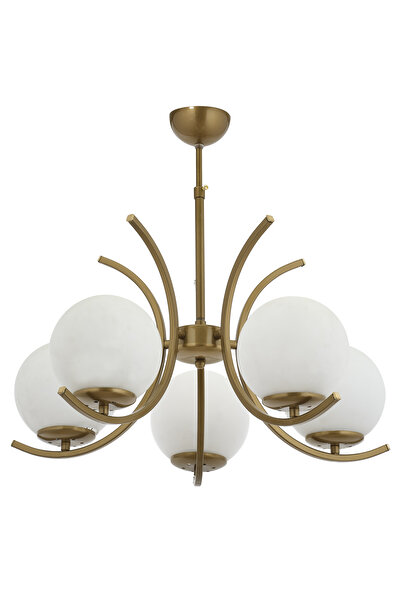 avimonaydınlatma 5'Lİ BEYAZ GLOB CAMLI ESKİTME MODERN SARKIT AVİZE OTURMA ODASI SALON