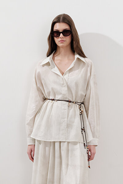 Manuka DESENLİ PAMUKLU HAFİF GÖMLEK BEJ