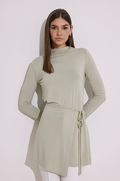 Manuka Drapey Bluse with Tie Detail Pastel Green