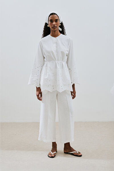 Manuka Embroidery Detail Tunic Ecru