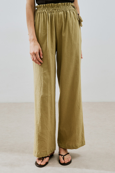 Manuka DOKULU BAĞLAMALI PANTOLON HAKİ