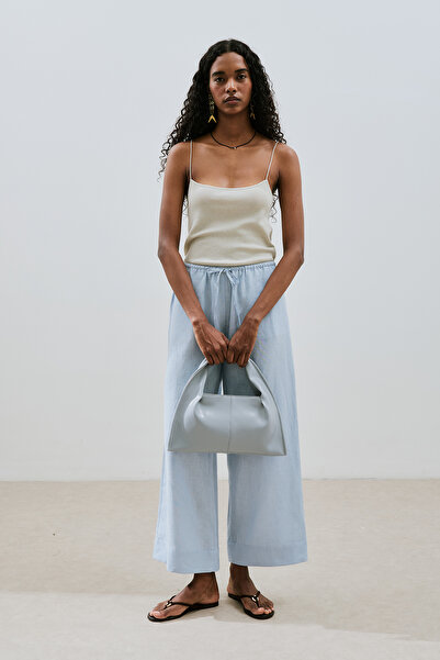 Manuka Linen Tie Trousers Blue