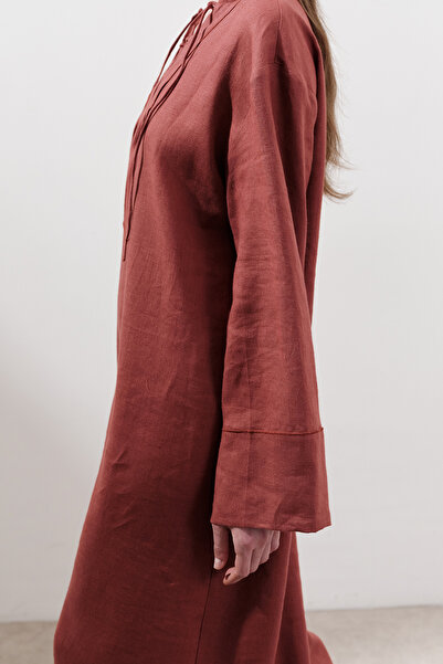 Manuka Linen Binding Detail Dress Tile