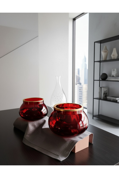 DECOSTYLE Çerezlik kırmızı renkli kase küçük 2 adet