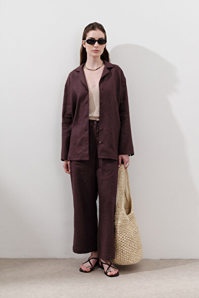 Manuka Cămașă cu mâneci largi din in, prune