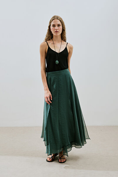 Manuka Folded Ruffle Long Skirt Green