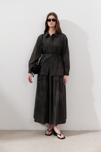 Manuka DESENLİ PAMUKLU HAFİF ETEK ANTRASİT