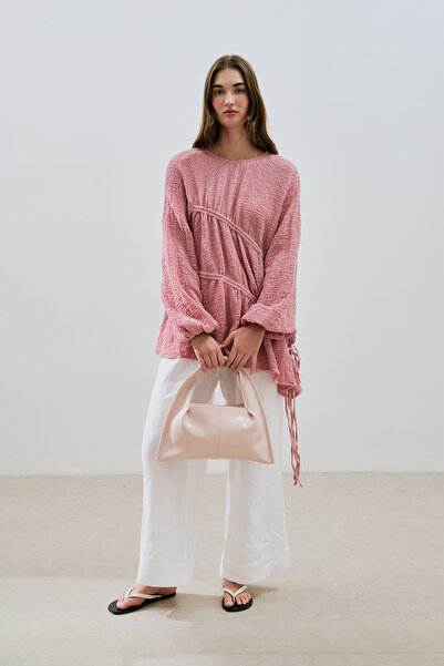 Manuka Textured Tunic with Tie-Up Detail Pink