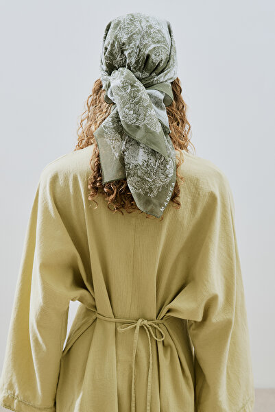 Manuka Patterned Cotton Shawl Agatha Beige