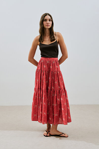 Manuka Patterned Cotton Fold Skirt Kyra