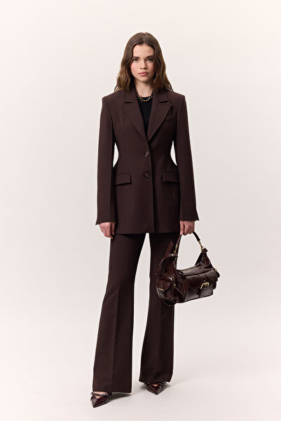 Manuka PREMIUM FLARE PAÇA FIT PANTOLON KAHVERENGİ