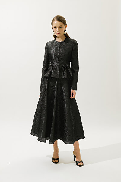 Manuka Вечерна рокля Мери, жакардово яке, черно