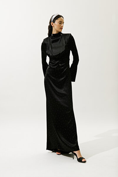 Manuka MILA TAŞLI ABİYE ELBİSE SİYAH