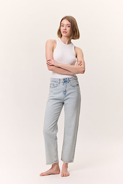Manuka YÜKSEK BEL MOM FIT JEAN BUZ MAVİ