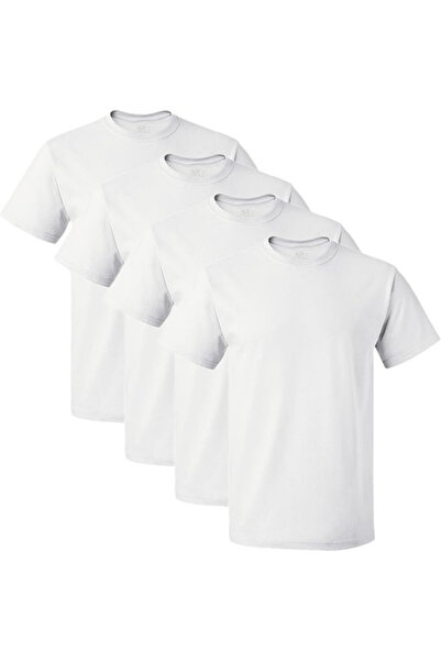 Erkek Siyah-Beyaz Slim Fit Dar Kesim 4'lü Basic Tişört Paketi