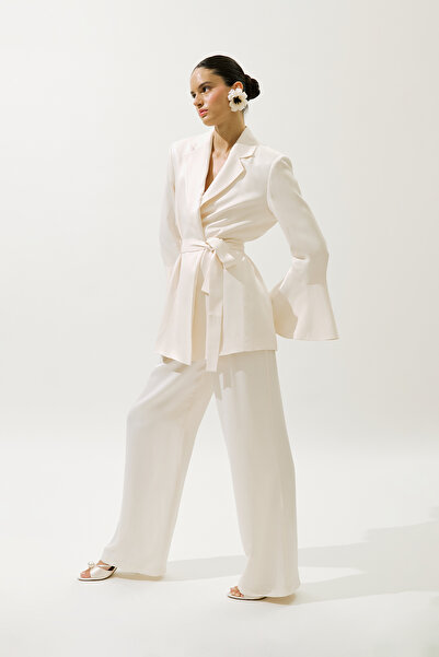 Manuka Wide Leg Satin Evening Dress Pants Vanilla